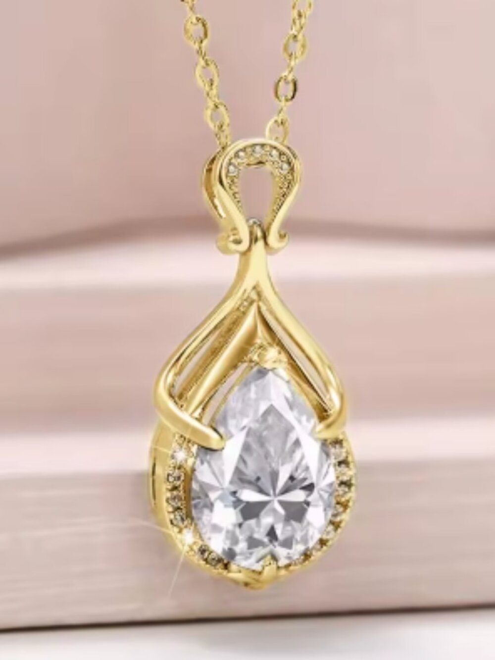 Pear Cut Teardrop Moissanite Pendant Necklace β 14K Gold Filled